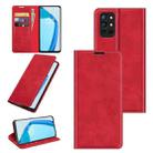 For OnePlus 9R Retro-skin Business Magnetic Suction Leather Case with Holder & Card Slots & Wallet(Red) - 1