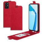 For OnePlus 9R R64 Texture Single Vertical Flip Leather Protective Case with Card Slots & Photo Frame(Red) - 1