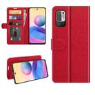 For Xiaomi Redmi Note 10 5G / Poco M3 Pro 5G R64 Texture Single Horizontal Flip Protective Case with Holder & Card Slots & Wallet& Photo Frame(Red) - 1