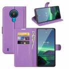 For Nokia 1.4 Litchi Texture Horizontal Flip Protective Case with Holder & Card Slots & Wallet(Purple) - 1