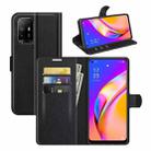 For OPPO A94 5G / F19 Pro+ 5G / Reno5 Z Litchi Texture Horizontal Flip Protective Case with Holder & Card Slots & Wallet(Black) - 1