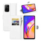 For OPPO A94 5G / F19 Pro+ 5G / Reno5 Z Litchi Texture Horizontal Flip Protective Case with Holder & Card Slots & Wallet(White) - 1