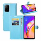 For OPPO A94 5G / F19 Pro+ 5G / Reno5 Z Litchi Texture Horizontal Flip Protective Case with Holder & Card Slots & Wallet(Blue) - 1