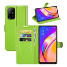 For OPPO A94 5G / F19 Pro+ 5G / Reno5 Z Litchi Texture Horizontal Flip Protective Case with Holder & Card Slots & Wallet(Green) - 1