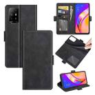 For OPPO A94 5G / F19 Pro+ 5G / Reno5 Z Dual-side Magnetic Buckle Horizontal Flip Leather Case with Holder & Card Slots & Wallet(Black) - 1