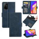 For OPPO A94 5G / F19 Pro+ 5G / Reno5 Z Dual-side Magnetic Buckle Horizontal Flip Leather Case with Holder & Card Slots & Wallet(Dark Blue) - 1