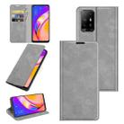 For OPPO A94 5G / F19 Pro+ 5G / Reno5 Z Retro-skin Business Magnetic Suction Leather Case with Holder & Card Slots & Wallet(Grey) - 1