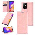 For OPPO A94 5G / F19 Pro+ 5G / Reno5 Z Retro-skin Business Magnetic Suction Leather Case with Holder & Card Slots & Wallet(Pink) - 1