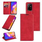 For OPPO A94 5G / F19 Pro+ 5G / Reno5 Z Retro-skin Business Magnetic Suction Leather Case with Holder & Card Slots & Wallet(Red) - 1