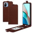 For Xiaomi Mi 11 Lite R64 Texture Single Vertical Flip Leather Protective Case with Card Slots & Photo Frame(Brown) - 1
