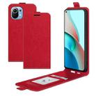For Xiaomi Mi 11 Lite R64 Texture Single Vertical Flip Leather Protective Case with Card Slots & Photo Frame(Red) - 1