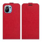 For Xiaomi Mi 11 Lite R64 Texture Single Vertical Flip Leather Protective Case with Card Slots & Photo Frame(Red) - 2