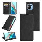 For Xiaomi Mi 11 Lite Retro-skin Business Magnetic Suction Leather Case with Holder & Card Slots & Wallet(Black) - 1