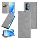 For OnePlus Nord N200 5G Retro-skin Business Magnetic Suction Leather Case with Holder & Card Slots & Wallet(Grey) - 1