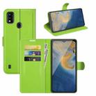 For ZTE Blade A51 Litchi Texture Horizontal Flip Protective Case with Holder & Card Slots & Wallet(Green) - 1