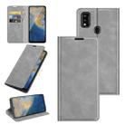 For ZTE Blade A51 Retro-skin Business Magnetic Suction Leather Case with Holder & Card Slots & Wallet(Grey) - 1