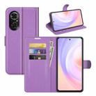 For Honor 50 SE Litchi Texture Horizontal Flip Protective Case with Holder & Card Slots & Wallet(Purple) - 1
