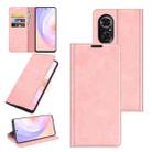 For Honor 50 SE Retro-skin Business Magnetic Suction Leather Case with Holder & Card Slots & Wallet(Pink) - 1