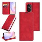 For Honor 50 SE Retro-skin Business Magnetic Suction Leather Case with Holder & Card Slots & Wallet(Red) - 1