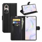 For Honor 50 Pro Litchi Texture Horizontal Flip Protective Case with Holder & Card Slots & Wallet(Black) - 1