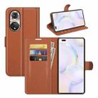 For Honor 50 Pro Litchi Texture Horizontal Flip Protective Case with Holder & Card Slots & Wallet(Brown) - 1