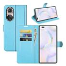 For Honor 50 Pro Litchi Texture Horizontal Flip Protective Case with Holder & Card Slots & Wallet(Blue) - 1