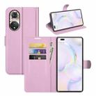 For Honor 50 Pro Litchi Texture Horizontal Flip Protective Case with Holder & Card Slots & Wallet(Pink) - 1