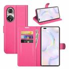 For Honor 50 Pro Litchi Texture Horizontal Flip Protective Case with Holder & Card Slots & Wallet(Rose red) - 1