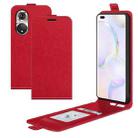 For Honor 50 Pro R64 Texture Single Vertical Flip Leather Protective Case with Card Slots & Photo Frame(Red) - 1