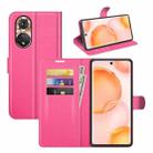 For Honor 50 Litchi Texture Horizontal Flip Protective Case with Holder & Card Slots & Wallet(Rose red) - 1