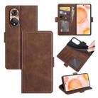 For Honor 50 Dual-side Magnetic Buckle Horizontal Flip Leather Case with Holder & Card Slots & Wallet(Brown) - 1