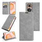 For Honor 50 Retro-skin Business Magnetic Suction Leather Case with Holder & Card Slots & Wallet(Grey) - 1