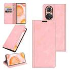 For Honor 50 Retro-skin Business Magnetic Suction Leather Case with Holder & Card Slots & Wallet(Pink) - 1