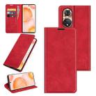 For Honor 50 Retro-skin Business Magnetic Suction Leather Case with Holder & Card Slots & Wallet(Red) - 1