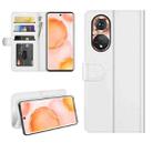 For Honor 50 R64 Texture Single Horizontal Flip Protective Case with Holder & Card Slots & Wallet & Photo Frame(White) - 1