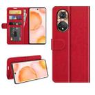 For Honor 50 R64 Texture Single Horizontal Flip Protective Case with Holder & Card Slots & Wallet & Photo Frame(Red) - 1