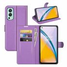 For OnePlus Nord 2 5G Litchi Texture Horizontal Flip Protective Case with Holder & Card Slots & Wallet(Purple) - 1