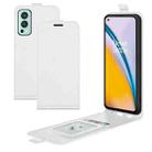 For OnePlus Nord 2 5G R64 Texture Single Vertical Flip Leather Protective Case with Card Slots & Photo Frame(White) - 1