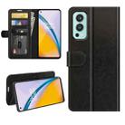 For OnePlus Nord 2 5G R64 Texture Single Horizontal Flip Protective Case with Holder & Card Slots & Wallet& Photo Frame(Black) - 1