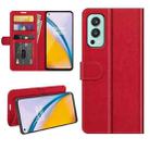 For OnePlus Nord 2 5G R64 Texture Single Horizontal Flip Protective Case with Holder & Card Slots & Wallet& Photo Frame(Red) - 1