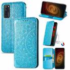 For Motorola Moto G60 Blooming Mandala Embossed Pattern Magnetic Horizontal Flip Leather Case with Holder & Card Slots & Wallet(Blue) - 1