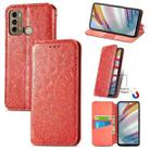 For Motorola Moto G60 Blooming Mandala Embossed Pattern Magnetic Horizontal Flip Leather Case with Holder & Card Slots & Wallet(Red) - 1