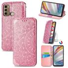 For Motorola Moto G60 Blooming Mandala Embossed Pattern Magnetic Horizontal Flip Leather Case with Holder & Card Slots & Wallet(Pink) - 1