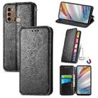 For Motorola Moto G60 Blooming Mandala Embossed Pattern Magnetic Horizontal Flip Leather Case with Holder & Card Slots & Wallet(Black) - 1