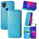 For ZTE Axon 11 SE 5G Blooming Mandala Embossed Pattern Magnetic Horizontal Flip Leather Case with Holder & Card Slots & Wallet(Blue) - 1