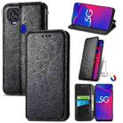 For ZTE Axon 11 SE 5G Blooming Mandala Embossed Pattern Magnetic Horizontal Flip Leather Case with Holder & Card Slots & Wallet(Black) - 1