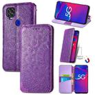 For ZTE Axon 11 SE 5G Blooming Mandala Embossed Pattern Magnetic Horizontal Flip Leather Case with Holder & Card Slots & Wallet(Purple) - 1