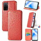 For OPPO A55 5G Blooming Mandala Embossed Pattern Magnetic Horizontal Flip Leather Case with Holder & Card Slots & Wallet(Red) - 1