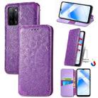 For OPPO A55 5G Blooming Mandala Embossed Pattern Magnetic Horizontal Flip Leather Case with Holder & Card Slots & Wallet(Purple) - 1