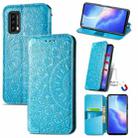 For Blackview A90 Blooming Mandala Embossed Pattern Magnetic Horizontal Flip Leather Case with Holder & Card Slots & Wallet(Blue) - 1